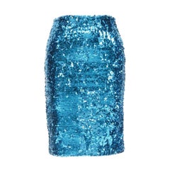 ALICE OLIVIA blauer Bling Pailletten-Disco-Party-Bleistiftrock mit Reißverschluss US0 XS