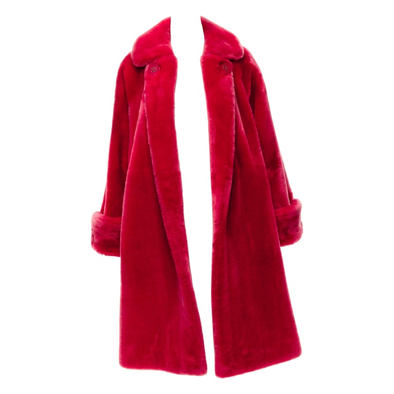 CHRISTIAN DIOR BOUTIQUE FOURRURE Vintage red faux fur swing mouton 