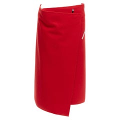 OLD CELINE Phoebe Philo falda de lana roja con ganchos a la vista FR38 M