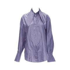 VALENTINO 2022 Runway purple lilac silk taffeta tie oversized shirt IT36 XS