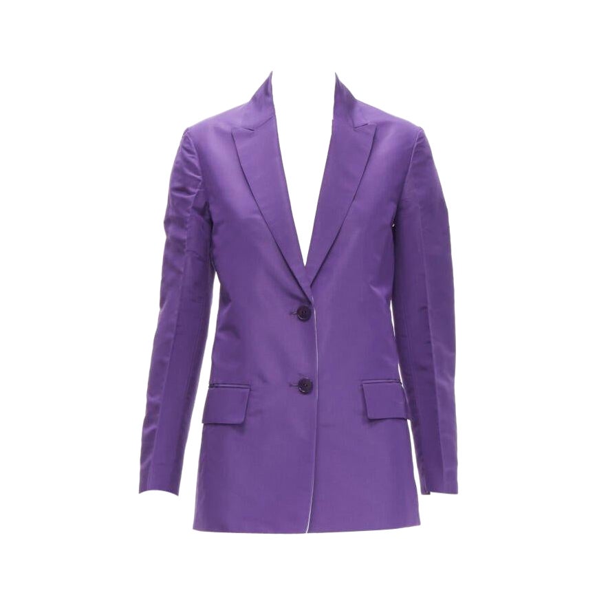 VALENTINO 2022 Runway purple 100% silk hidden waist drawstring blazer IT36 XS For Sale
