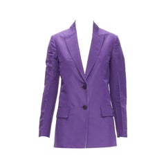 Valentino 2022 Runway blazer violet 100% soie à cordon de serrage à taille cachée IT36 XS