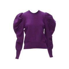 ULLA JOHNSON 100% merino wool purple Victorian puff sleeves sweater XS