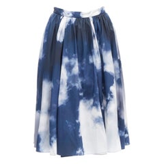 ALEXANDER McQueen 2022 Gonna svasata a ruota in bianco e blu cielo IT38 XS