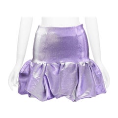 AREA purple metallic cotton blend high waisted puff short short skirt XS