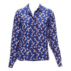 STELLA MCCARTNEY 2014 % Hemd mit Bischofsärmeln aus Seide in Blau, Rot und Weiß mit Blumenmuster IT36 XS