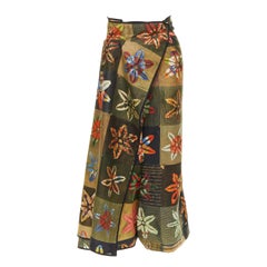 COMME DES GARCONS 1999 Vintage Runway orange green floral wrap front pants XS