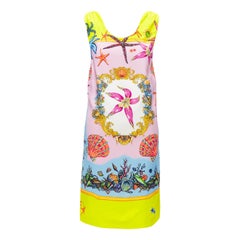 VERSACE 2020 Tresor De La Mer signature starfish print yellow dress IT38 XS