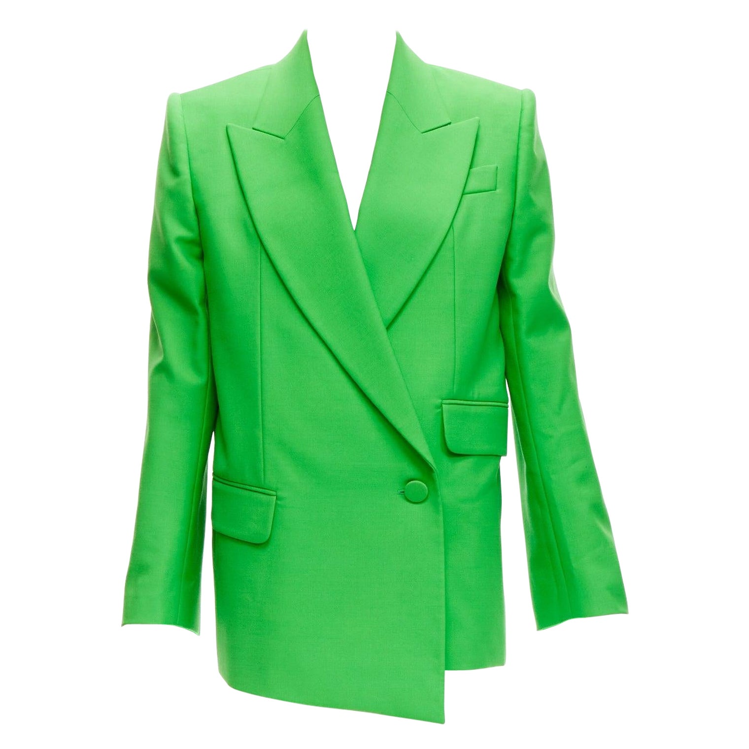 Alexander McQueen 2022, giacca blazer doppiopetto in lana verde IT38 XS