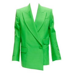 ALEXANDER MCQUEEN 2022 - Veste blazer portefeuille à double boutonnage en laine verte IT38 XS