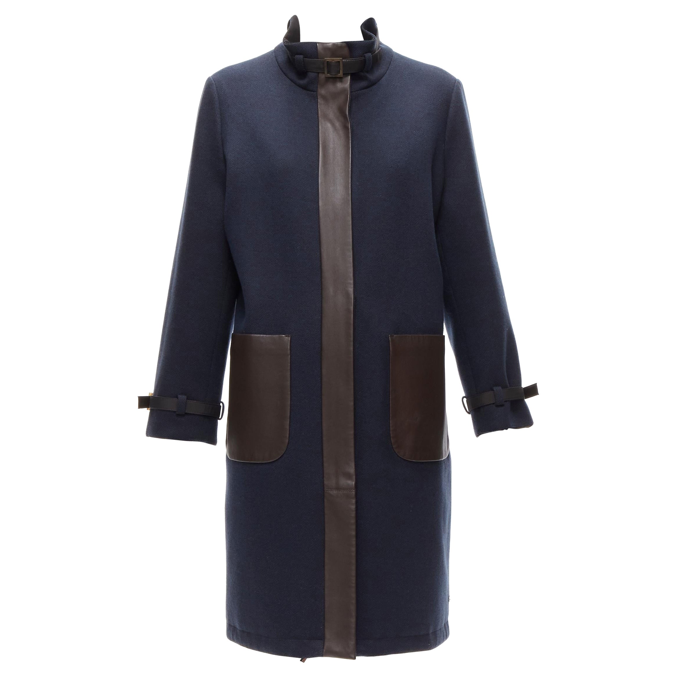 Loro Piana Storm System Giacca reversibile in lana cashmere rifinita in pelle IT46 XL
