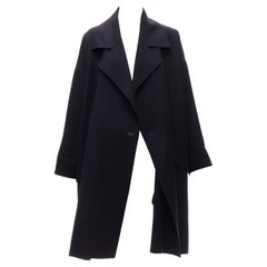 Issey Miyake Cappotto doppiopetto vintage blu navy dal taglio ampio L