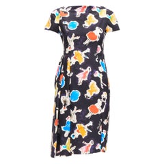 MOSCHINO Couture colorful watercolor print asymmetric cocktail dress IT38 XS