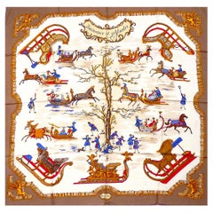 Rare Hermes Scarf EXCELLENT CONDITION with Box Traîneaux et Glissades