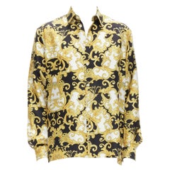 VERSACE 2022 Renaissance Barocco 100% silk gold signature shirt IT50 L