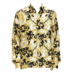 VERSACE 2022 Camicia Barocco 100% seta oro con firma IT52 XL