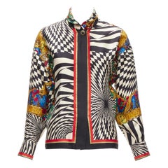 GIANNI VERSACE Vintage Barockes Hemd mit königlichem optischem grafischem Druck und Kragen IT38 XS