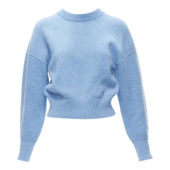 ALEXANDER MCQUEEN 2021 Pulverblau gesprenkelte Wolle Boxy Cropped Pullover XS