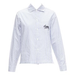 GUCCI 2017 Blau-weiß gestreiftes Pyjama-Kleid aus Baumwolle mit Kaninchenmuster IT44 L