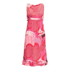 GUCCI TOM FORD 1999 Vintage Runway vestido de tirantes de cuero con recorte floral rosa IT42 M