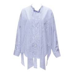 BALENCIAGA Demna 2017 red BB logo blue white stripe oversized shirt FR34 XS
