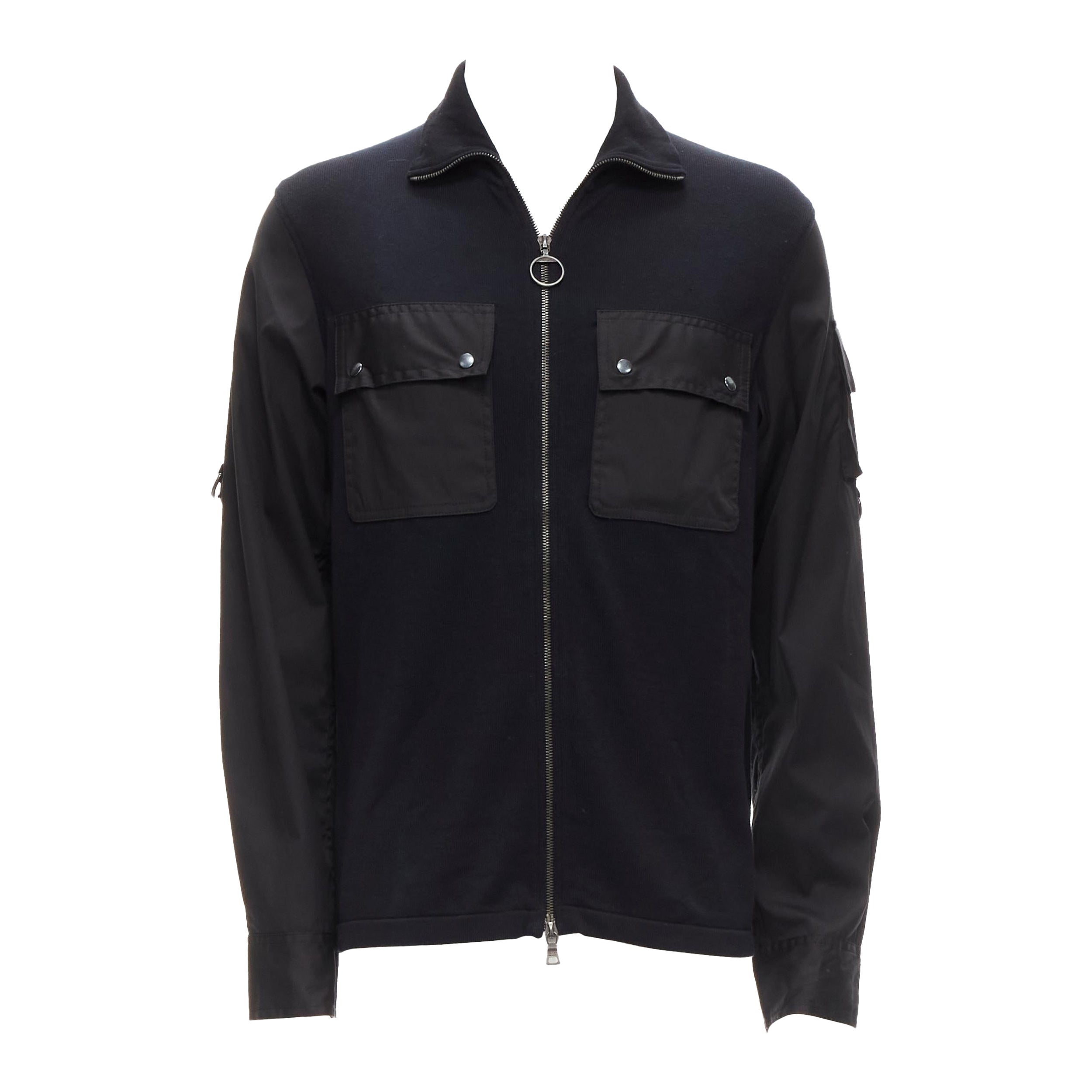 PRADA LINEA ROSSA - Tasca utility in cotone nero con zip  giacca IT50 L