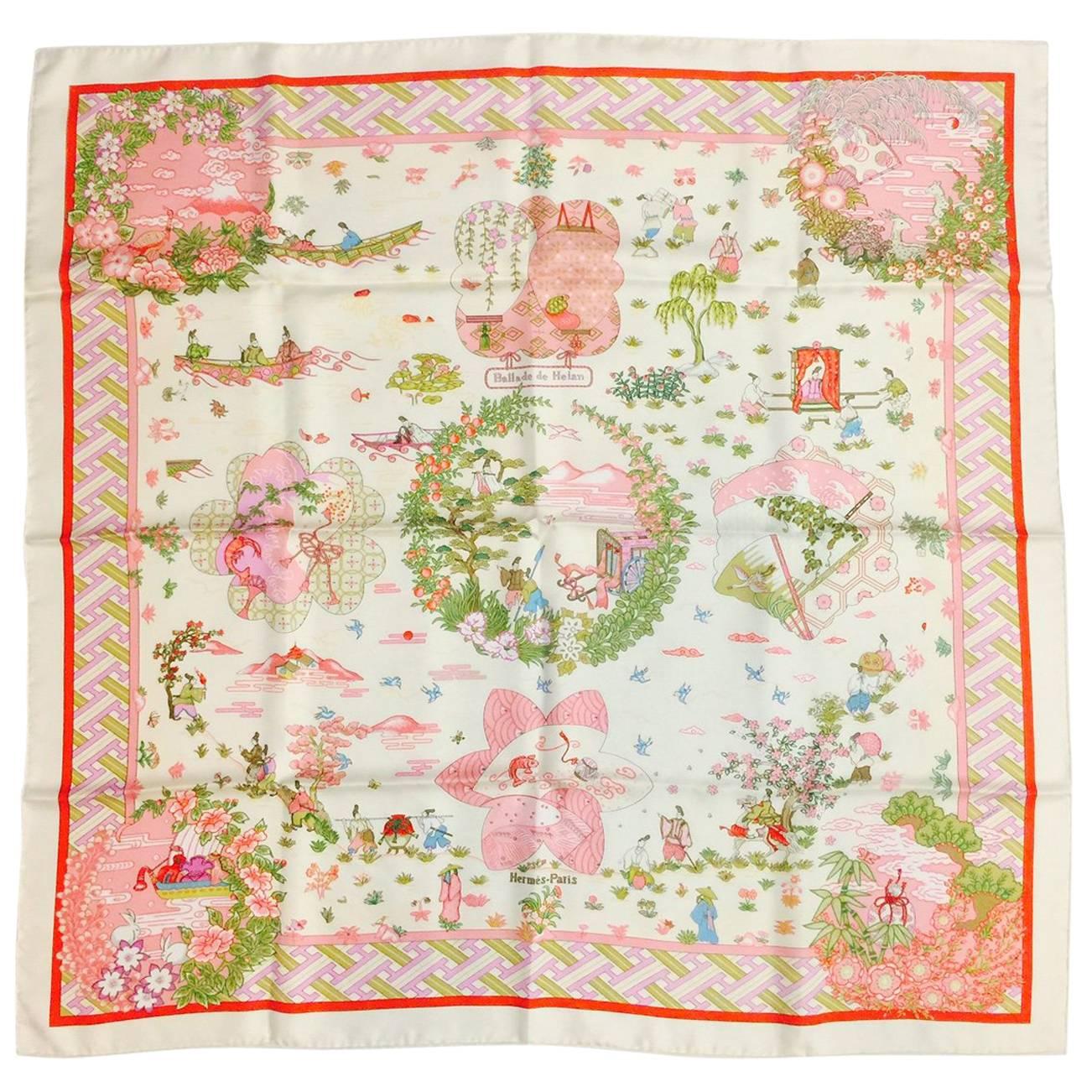 2009 Hermes Ballade de Heian Silk Twill Scarf by Natsuno Hidaka