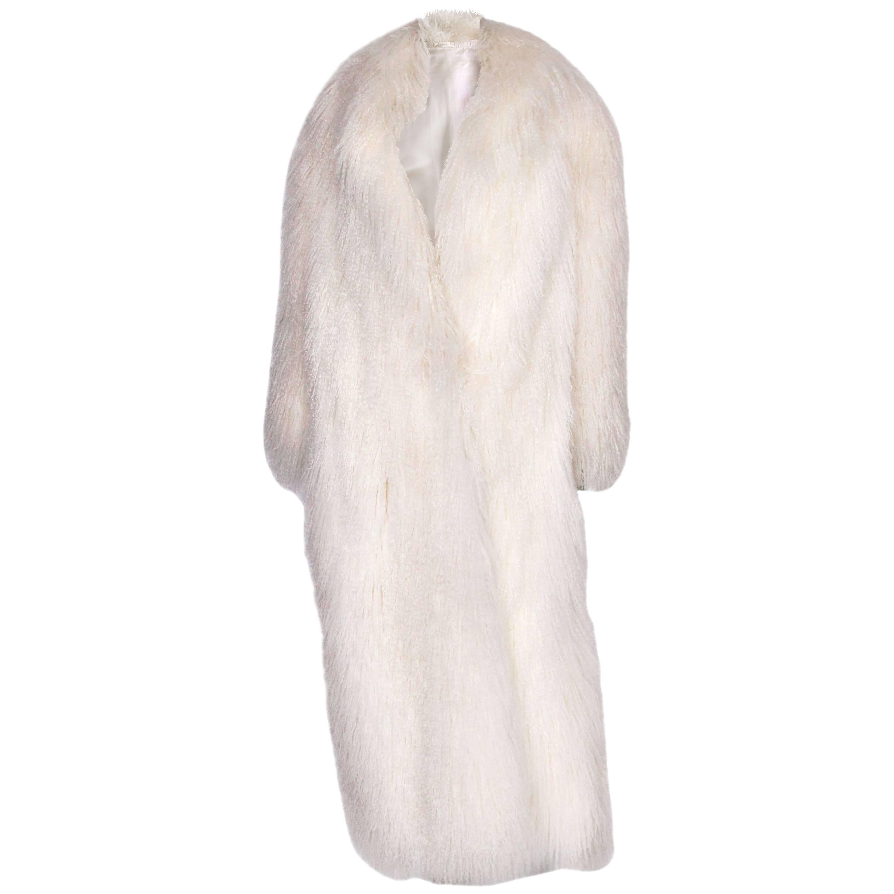 1970s/80s White Mongolian Lamb Fur Coat