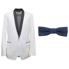 Dolce and Gabbana White Dinner Jacket with a Bow Tie