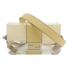 Fendi Baguette Mini Box Yellow/Clear Acrylic Plexiglass & Leather Crossbody Bag