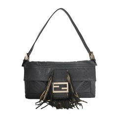 Fendi Baguette Leather with Wild Fringes Shoulder Bag