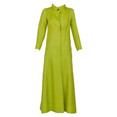 Givenchy Haute Couture 1971  Chartreuse Green Silk Evening Coat
