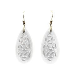 PONTIEL French Art Deco Glass with Clear and Frosted Leaf Motif Earrings