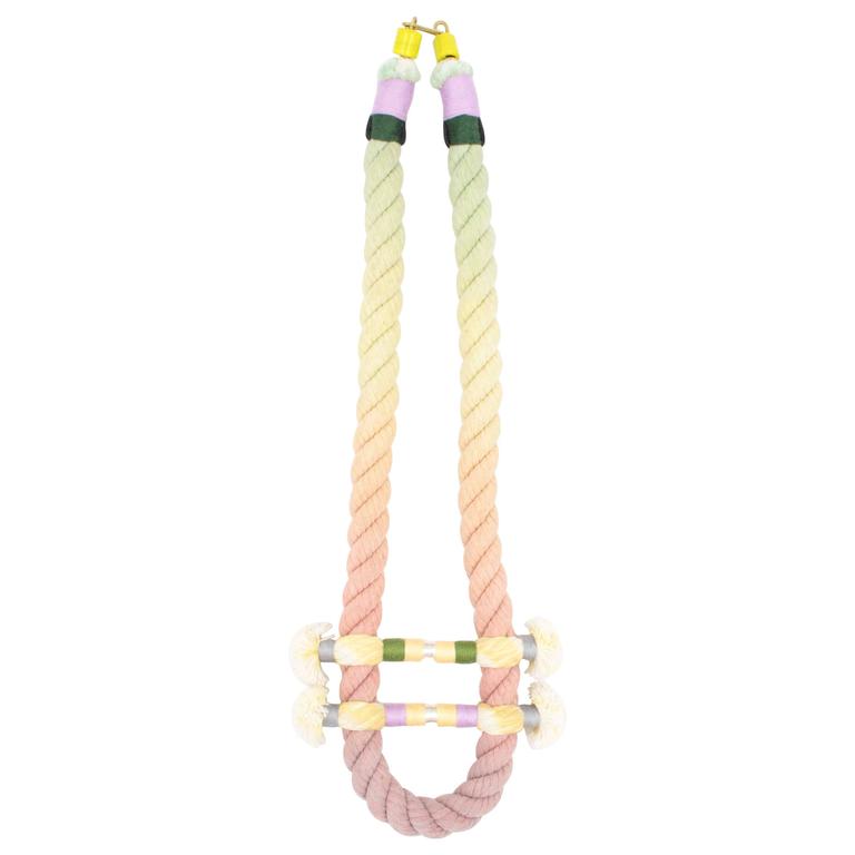 Split Rope Necklace (Lavender/Green/Orange) For Sale