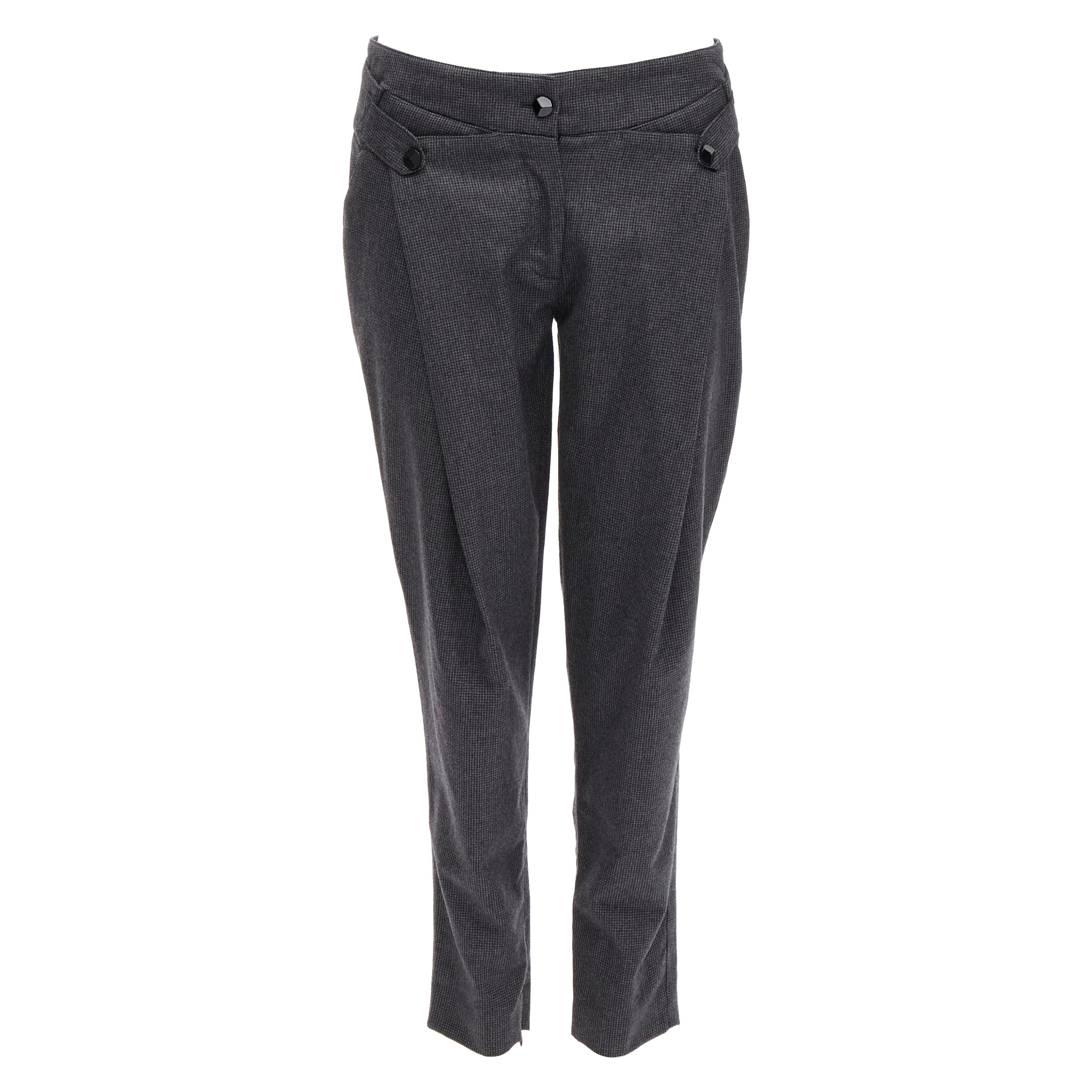 STELLA MCCARTNEY 100% laine gris pied-de-poule plissé structurel  pantalon IT38 XS
