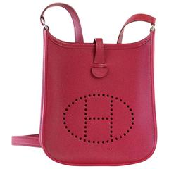 Hermes Bag Evelyne TPM Mini Rouge Epsom Leather Vintage