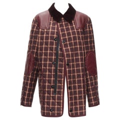 BURBERRY RICCARDO TISCI Giacca reversibile in pelle check bordeaux XS