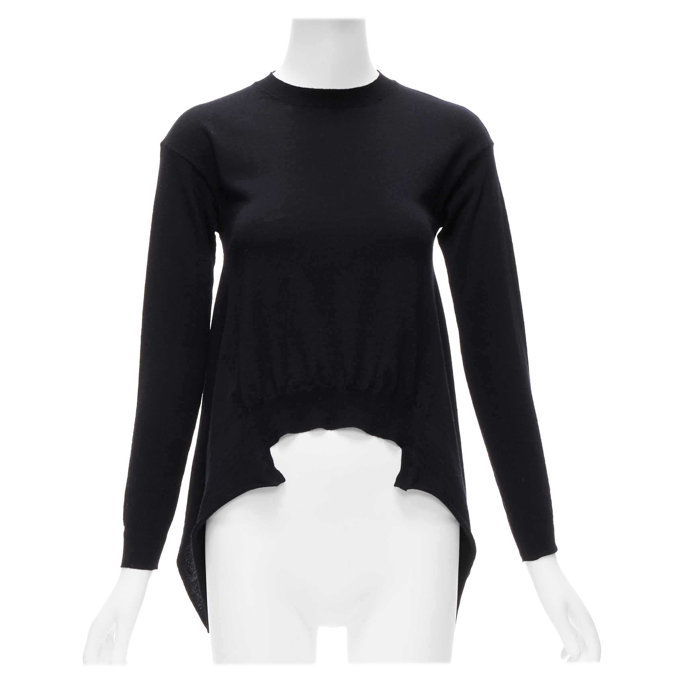 MARNI noir 100% laine pull asymétrique à col ras du cou et ourlet haut FR38 M