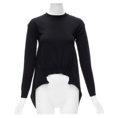 MARNI noir 100% laine pull asymétrique à col ras du cou et ourlet haut FR38 M