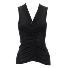 GUCCI Tom Ford Vintage Schwarz Kaschmir Mischung Strass GG Monogramm Weste XS