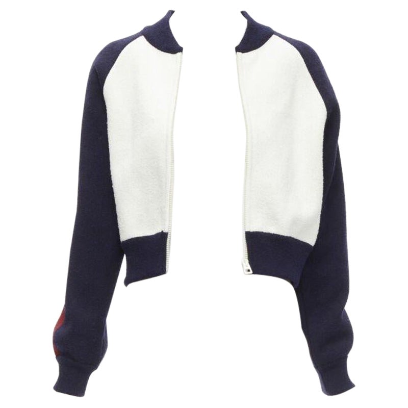 CHRISTIAN DIOR 2021 I Love Paris wool cropped track jacket zip bomber FR34 XS For Sale