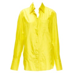 VALENTINO 2022 Runway yellow silk taffeta back slit boxy oversized shirt IT38 XS
