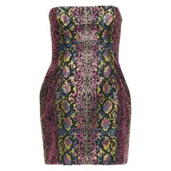 VERSACE 2021 Runway pink scaled crystal encrusted strapless dress IT40 S
