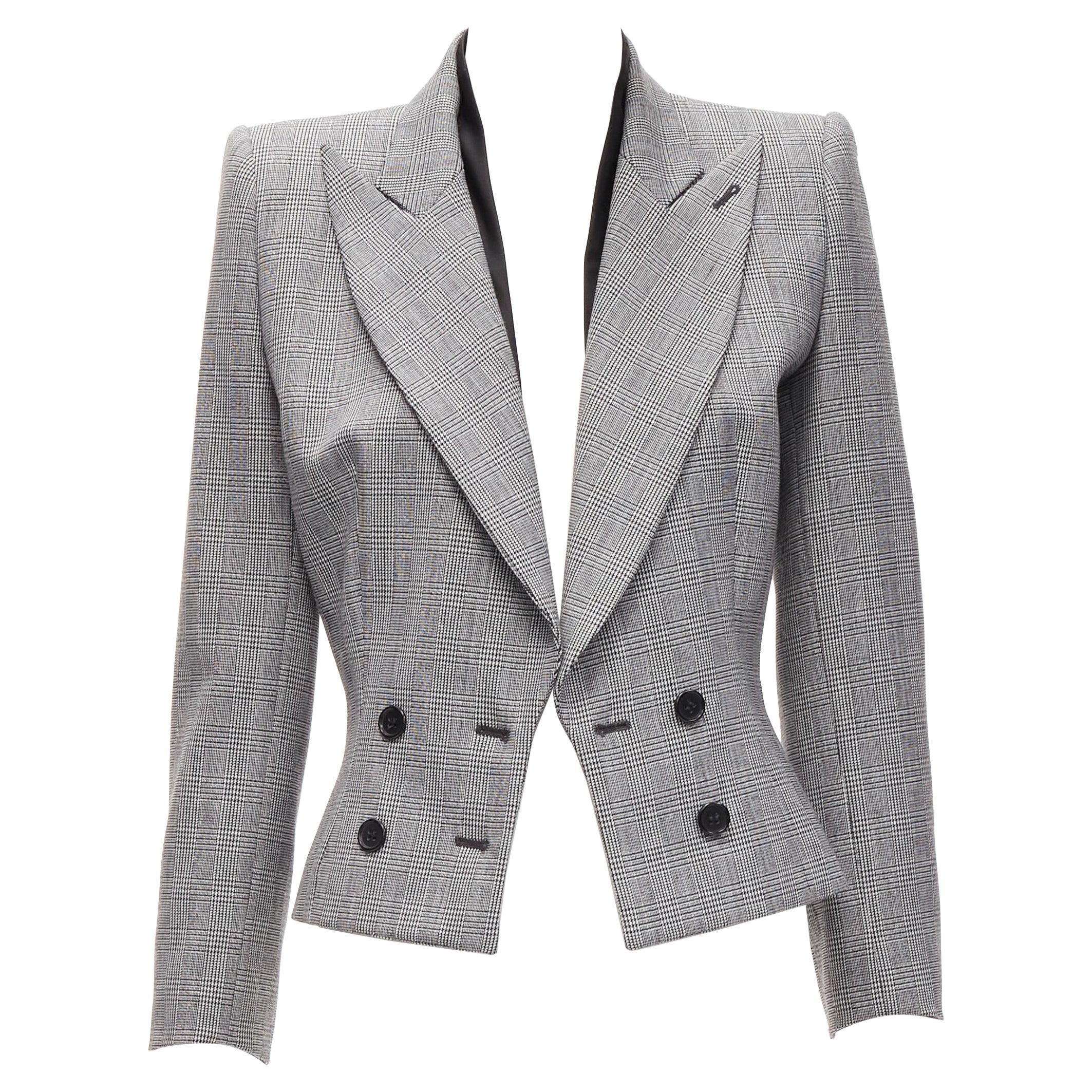 Alexander McQueen 1990s Vintage grigio pied-de-poule colletto a strati blazer IT40 S