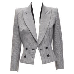Alexander McQueen 1990 Vintage gris pied de poule blazer à col superposé IT40 S