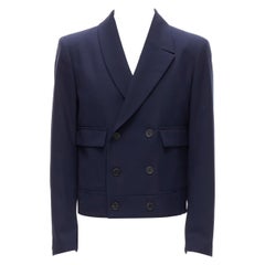 FENDI 2019 Laufsteg Marineblauer asymmetrischer doppelreihiger Blazer in Kurzform IT48 M