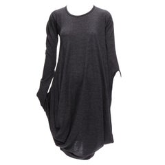 JUNYA WATANABE 2008 100% wool grey asymmetric infinity sleeve draped dress XS