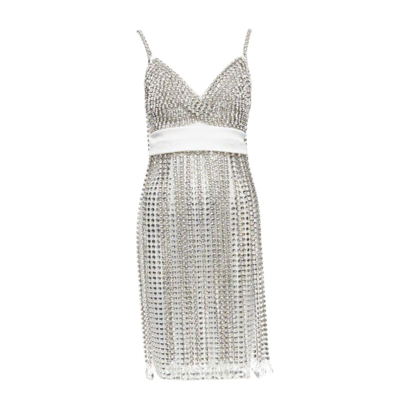 BURBERRY RICCARDO TISCI Vestido flapper de pedrería y cristal de pasarela UK6 S en venta