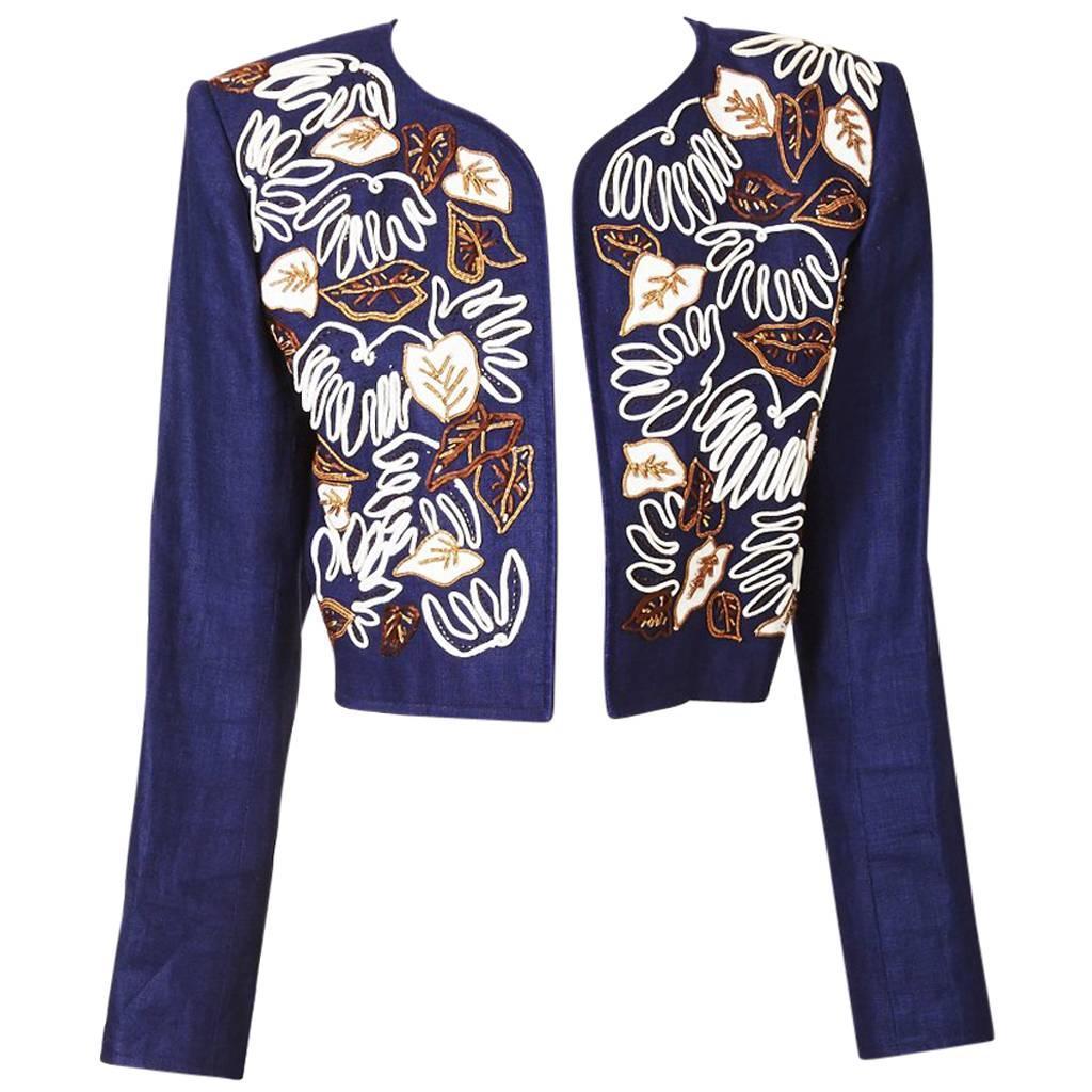 Yves Saint Laurent Matisse Inspired Linen Cropped Jacket
