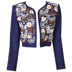 Vintage Yves Saint Laurent Matisse Inspired Linen Cropped Jacket